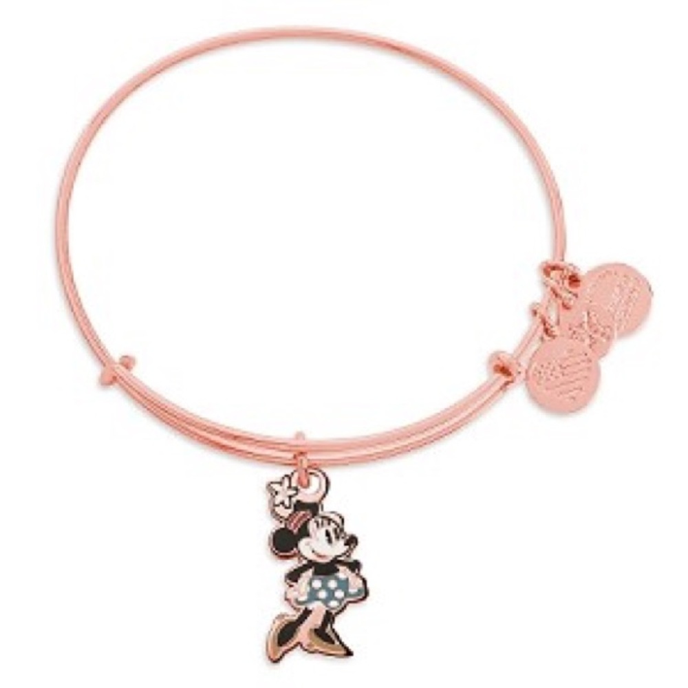 Alex and Ani Rose Gold Minnie Mouse Enamel Charm Bangle